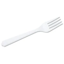 Skilcraft Plastic Flatware, Type Iii, Fork, White, Package Of 100