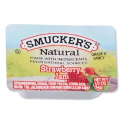 Smucker's 1/2 Ounce Natural Jam, 0.5 Oz Container, Strawberry, Case Of 200