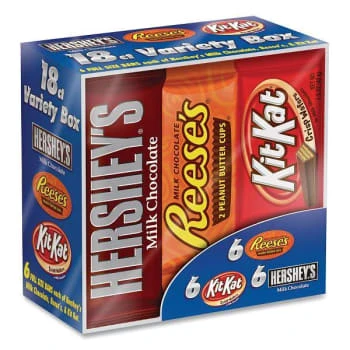 Hershey's Full Size Chocolate Candy Bar Variety Pack, Assorted 1.5 Oz Bar 1 Hershey's Full Size Chocolate Candy Bar Variety Pack, Assorted 1.5 Oz Bar