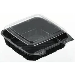 Polar Pak 9x9 Black Clamshell Container With Clear Lid Case Of 200