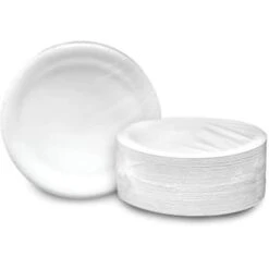 Ajm Packaging 9 " White Heavy Duty Ultra Coated Paper Plate Case Of 500