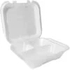 Plastifar 9 " X 9 " X 3 " 3-Compartment Hinged Foam Container White Case Of 200