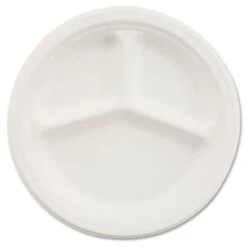 Chinet® Paper White Paper Round Dinnerware 3-Compartment Plate Pack Of 500